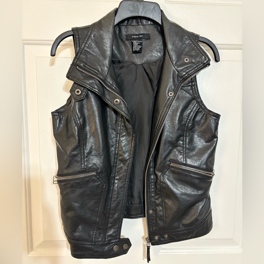 Paper Tee Black Faux Leather Jacket